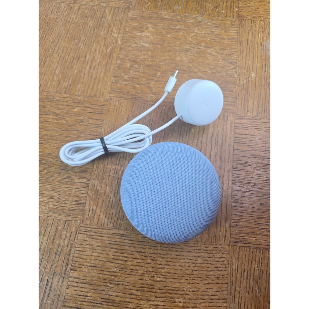 GOOGLE NEST MINI 2nd Gen Smart Speaker Light Blue w/ Cable - Tested & Reset
